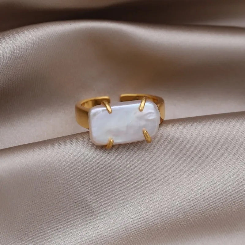 Pearl Square Open Ring