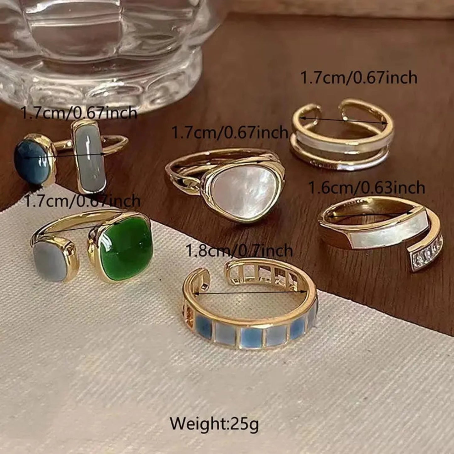 6 Piece Set Irregular Open Rings