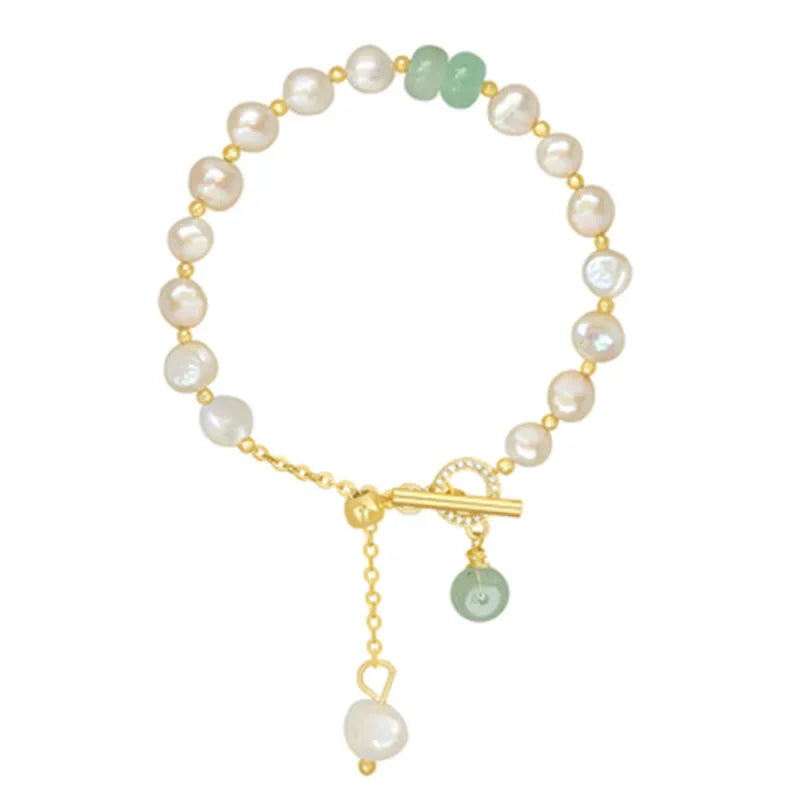 Fashion Jewelry 14K Gold Plated Zircon Pearl Adjustable Bracelet