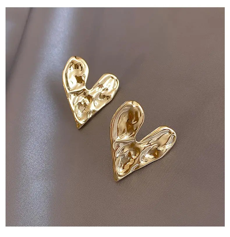 Gold Heart Earrings Accessories Women Gift