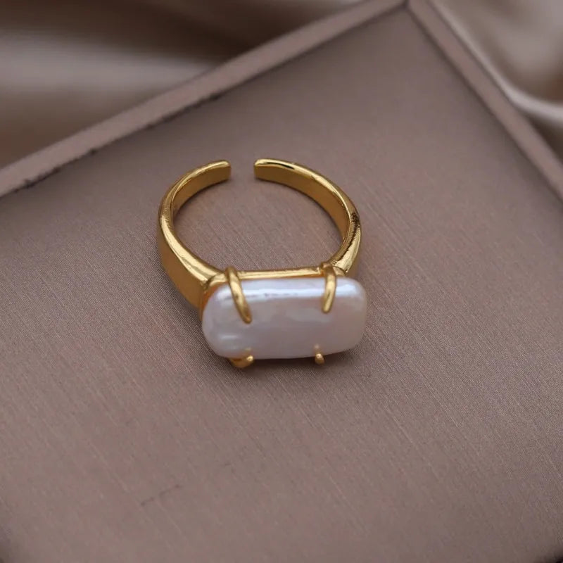 Pearl Square Open Ring