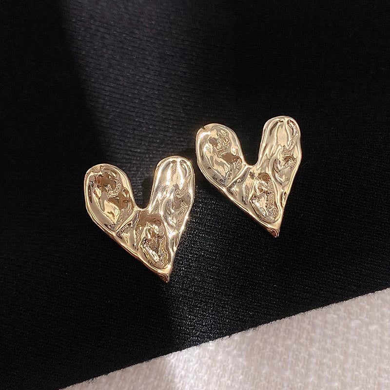 Gold Heart Earrings Accessories Women Gift