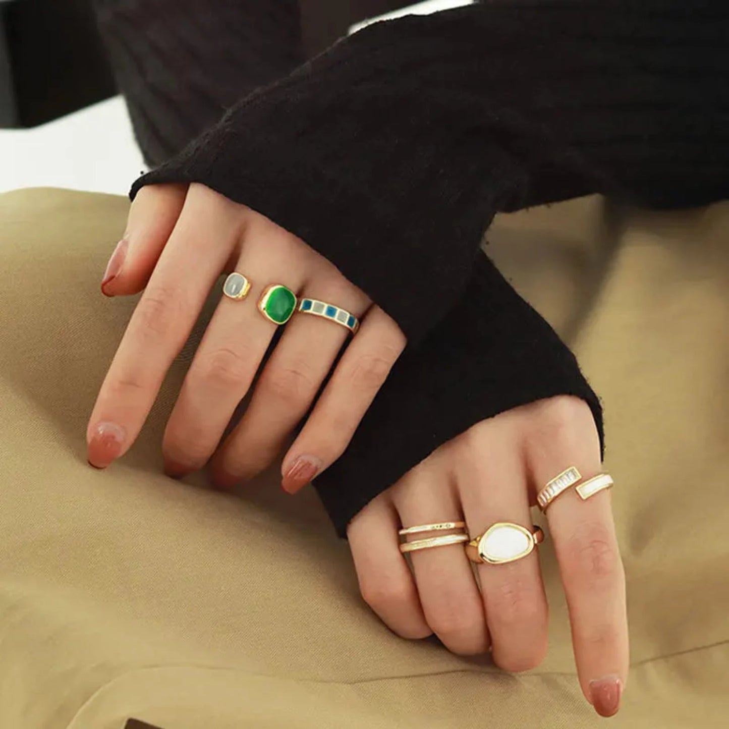 6 Piece Set Irregular Open Rings