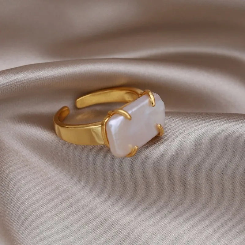 Pearl Square Open Ring