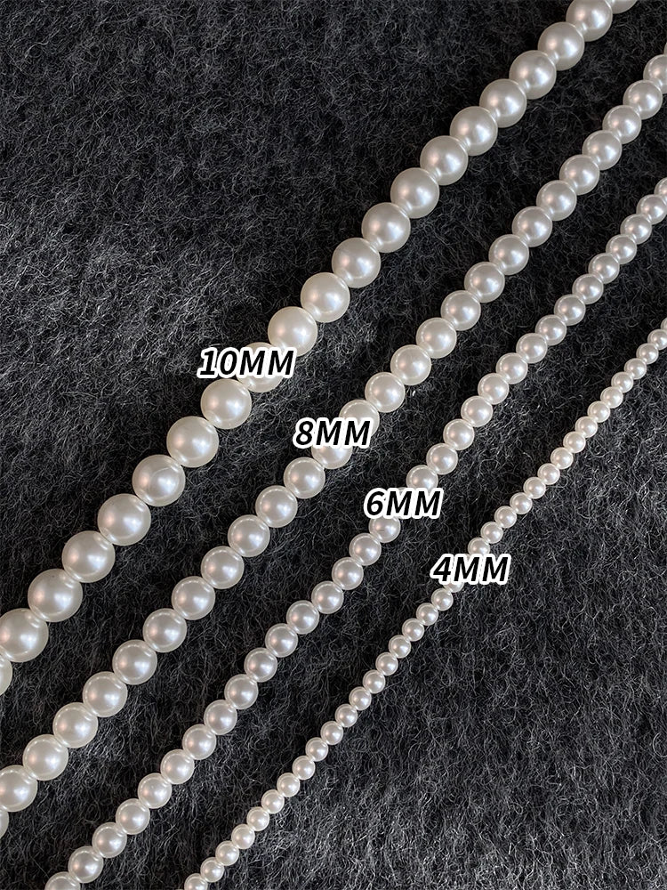 Imitation White Pearl Magnetic Round Buckle Beaded Necklace