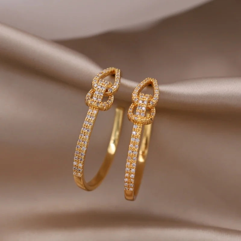 14K gold plated C-type zircon geometric earrings