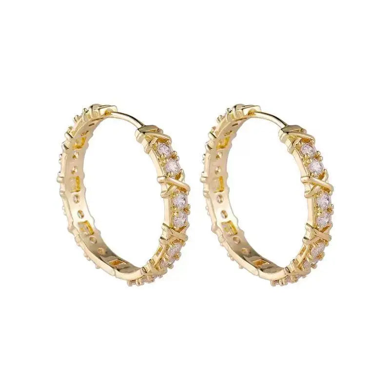 Fashionable and simple zircon metal earrings