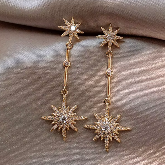 Fashion crystal star long earrings